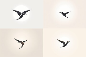 A minimalist and elegant logo with a stylized bird icon and modern typography, set against a solid white background.