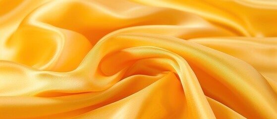 Fototapeta premium Closeup of Yellow Satin Fabric Background