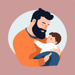 Obraz premium father with his child flat vector illustration