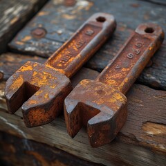 Close-Up of Rustic Tools, Macro photography featuring the worn and rustic details of tools.