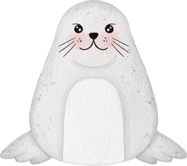 Seal cute cartoon Watercolor
