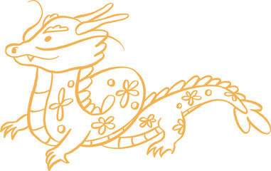 Dragon outline drawing, Chinese new year decoration element 