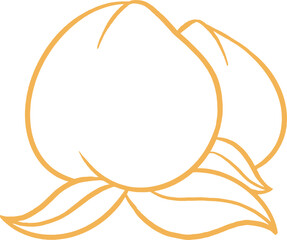 Chinese peach fruit line drawing, Lunar new year decoration element