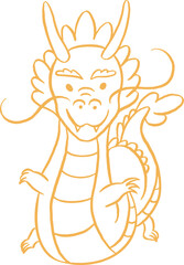 Dragon outline drawing, Chinese new year decoration element 