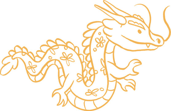recommend clip art: Dragon outline drawing, Chinese new year decoration element 