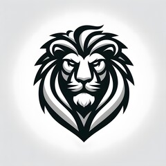 Obraz premium flat logo of vector lion art gradient illustration black and white