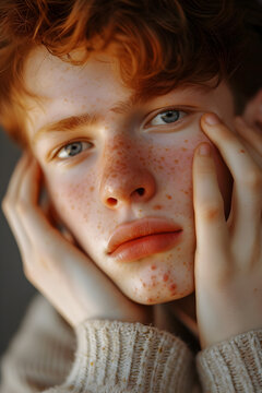 Redhead teen with problematic skin