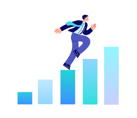 Business man running to reach higher target. Ambition to success