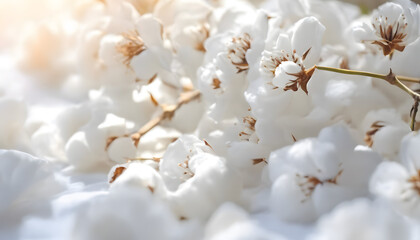 white flowers cotton on a branch