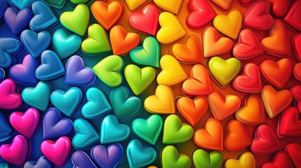 Abstract colourful hearts background, bright and coloured hearts backdrop for valentine's day content