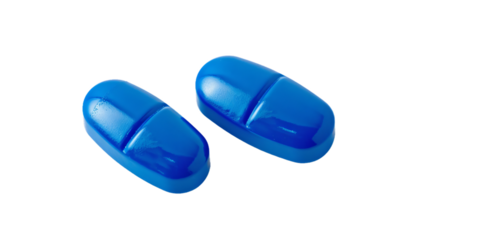Two Blue Isolated Gelatin Capsules