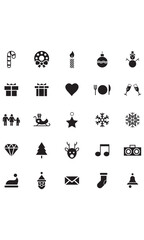 Naklejka premium Collection of Simple Christmas Related Vector Line Icons. Contains Icons like christmas tree, mr santa, candy, snow and more. Editable stroke. 48x48 pixels