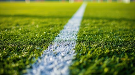 Close-Up of White Line on American Football Field - Powered by Adobe