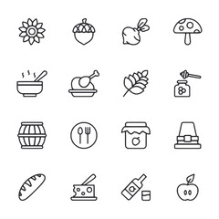 Thanksgiving day icons set