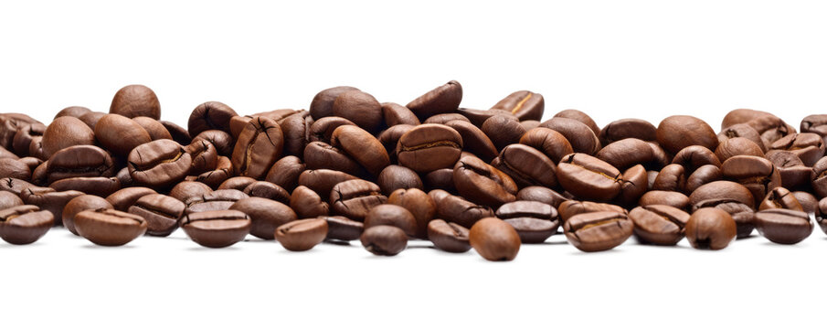Premium Coffee Beans Scattered on Transparent Background - High-Resolution PNG Image