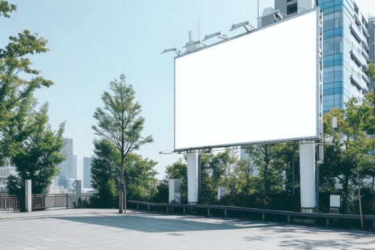advertising billboard, white template placeholder of an advertising billboard on the rooftop
