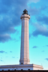the lighthouse of Santa Maria di Leuca built in 1864, 47 meters high, the second tallest in Europe Italy