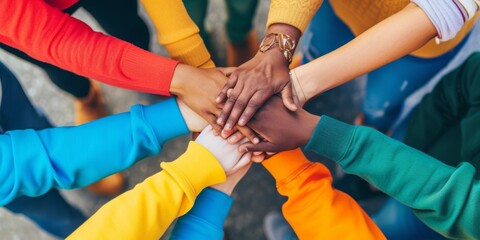 People of all colors holding hands