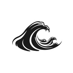 Black simple sea wave logo element Generative Ai
