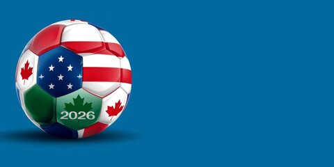 Naklejka premium Soccer ball with USA, Canada, Mexico flag and number 
