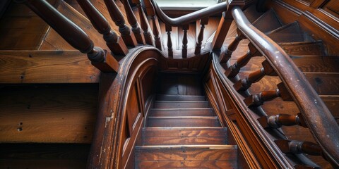 Wooden interior staircase to the second floor