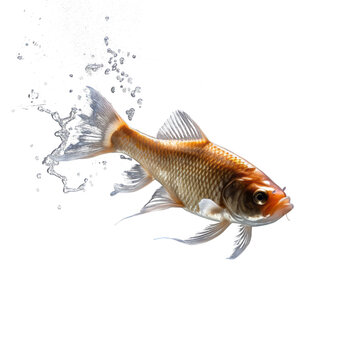 Leaping Real Fish Isolated on Transparent Background - High-Resolution PNG Image