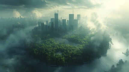 City of Climate change created with Generative AI Technology, ai, generative