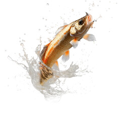 Dynamic Fish Leap - Realistic Aquatic Life Jumping Out of Water on Transparent Background - PNG Image
