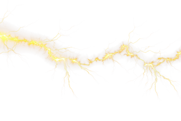High Voltage  Striking Realistic Lightning Bolts on Transparent Background - PNG