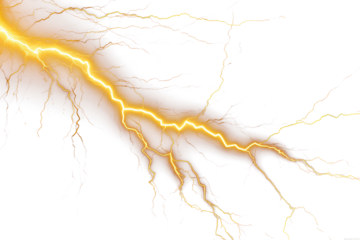 Striking Realistic Lightning Bolts Isolated on Transparent Background - High-Resolution PNG