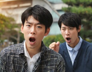 怒っている若い男性