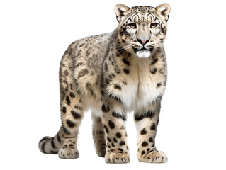 Fototapeta premium Snow Leopard, isolated on a transparent or white background
