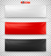 Vector realistic illustration of advertising banners on a transparent background.