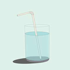 glass of water with a straw
