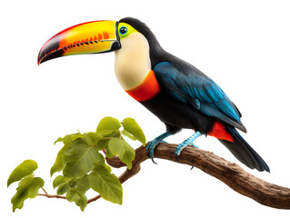 A Toucan On a Branch, isolated on a transparent or white background