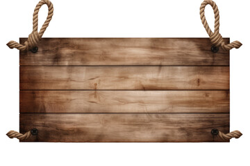 Rustic Wooden Signboard with Hanging Ropes on Transparent Background – PNG Ima
