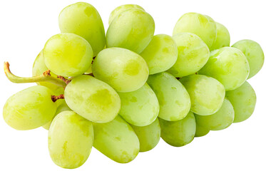 Fresh green grape isolated on white background.