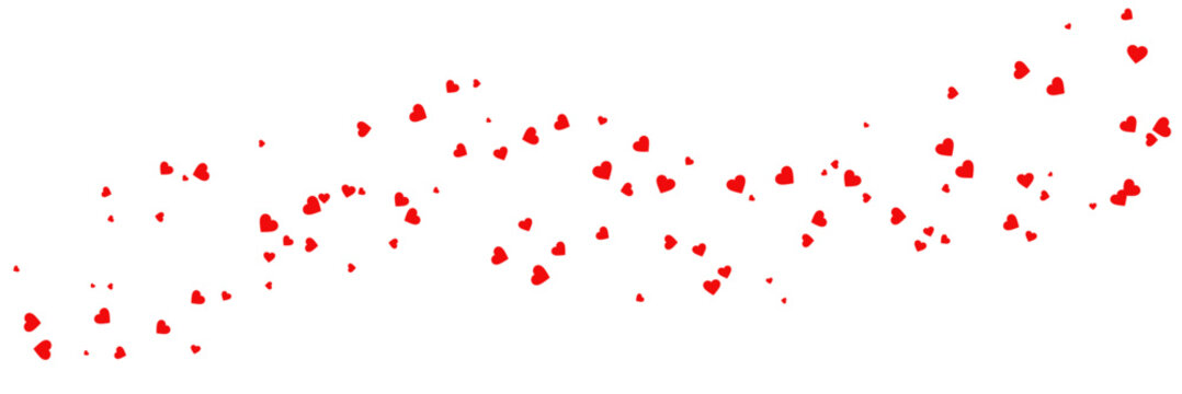 Red hearts petals on transparent background