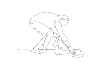 Continuous one line drawing Volunteer concept. Doodle vector illustration.