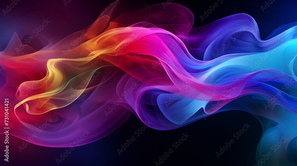 Aufkleber a group of colorful clouds of smoke against a dark background with stars in the sky in the middle of