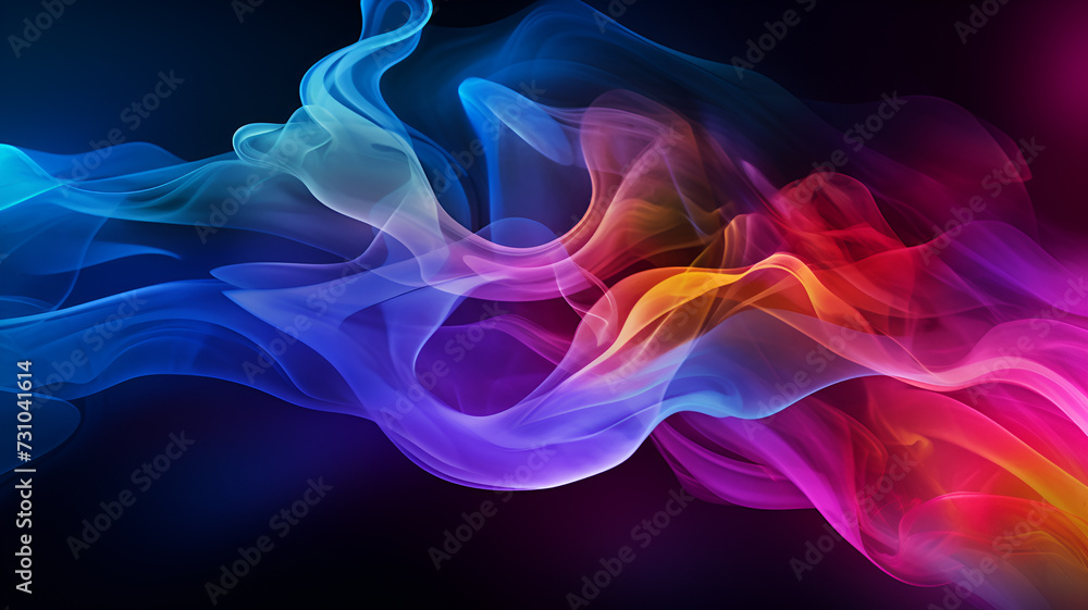 Aufkleber a group of colorful clouds of smoke against a dark background with stars in the sky in the middle of
