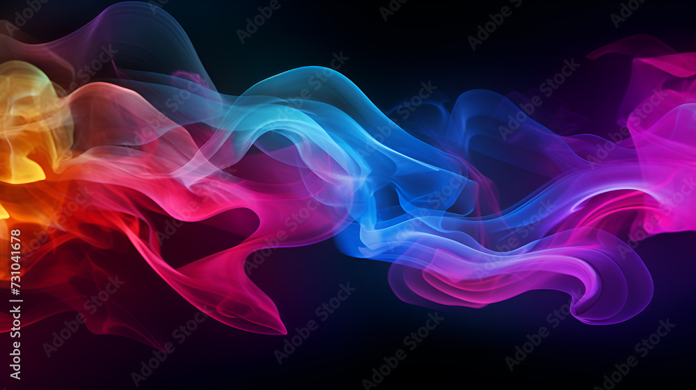 Aufkleber a group of colorful clouds of smoke against a dark background with stars in the sky in the middle of