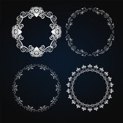 Gold Halftone round frame. Golden luxury Halftone circle logo. Dots emblem. Dotted texture border. Vector illustration isolated on white background.