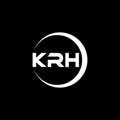 KRH letter logo design with black background in illustrator, cube logo, vector logo, modern alphabet font overlap style. calligraphy designs for logo, Poster, Invitation, etc.