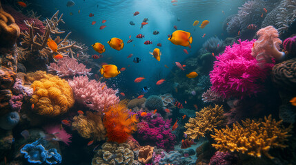 Naklejka na ściany i meble Beautiful coral reef under the sea