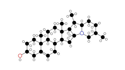 solanidine molecule, structural chemical formula, ball-and-stick model, isolated image plant toxins