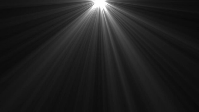 White light beams on black background. Light animation. Dynamic sun rays. 25fps
