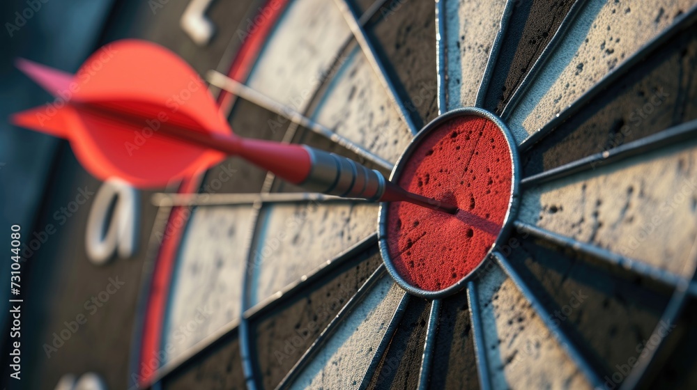 Poster dartboard with red dart arrow in center