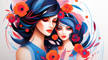 Fototapeta premium Mother and daughter sale flyer, promotion for Mother Day.