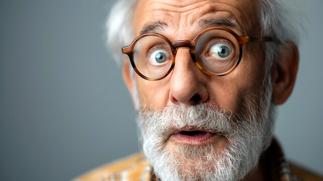 dramatic elderly man surprised astonished curiosity